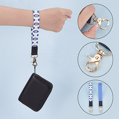 2Pcs 2 Colors Nylon Hand Wrist Lanyard for Phone Decoration Key Chain FIND-GO0001-01B-1