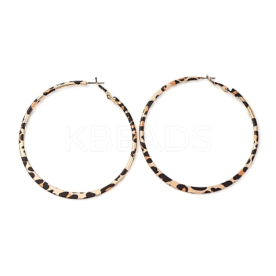 Ring with Leopard Print Alloy Hoop Earrings LS-EJEW-Z112-02P-1