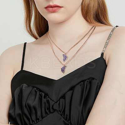 2Pcs Matching Butterfly Pendant Necklaces Set JN1033A-1-1