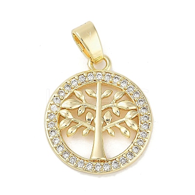Rack Plating Brass Micro Pave Cubic Zirconia Pendants KK-H509-20G-02-1