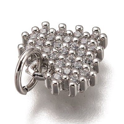 Brass Micro Pave Clear Cubic Zirconia Charms ZIRC-B002-61P-1