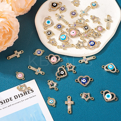 40Pcs 20 Styles Evil Eye Zinc Alloy Enamel Connector Charms ENAM-TA0001-37-1