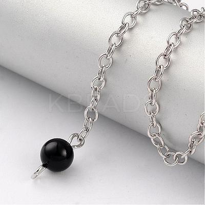Natural Obsidian Sphere Dowsing Pendulums BJEW-E292-A04-1