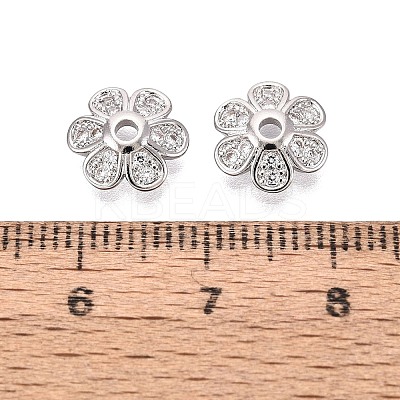 Brass Micro Pave Clear Cubic Zirconia Bead Caps KK-Q071-07P-02-1
