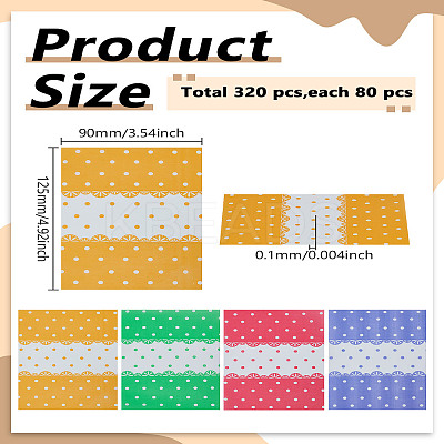 320Pcs 4 Colors Rectangle with Polka Dot Pattern Paper Bakeware Bag ABAG-LP0001-02-1