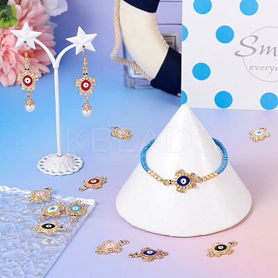12Pcs 6 Colors Alloy Enamel Connector Rhinestone Settings FIND-TA0004-85-1