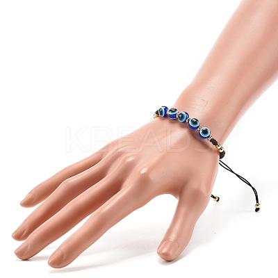 Braided Evil Eye Resin Beads  Bracelets BJEW-JB07011-02-1