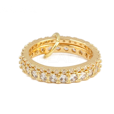 Brass Micro Pave Cubic Zirconia Plain Band Finger Rings for Women RJEW-P160-01A-G-1