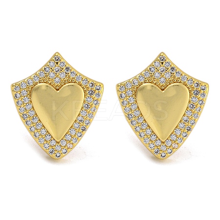 Rack Plating Brass Micro Pave Clear Cubic Zirconia Stud Earrings EJEW-I313-18A-G-1
