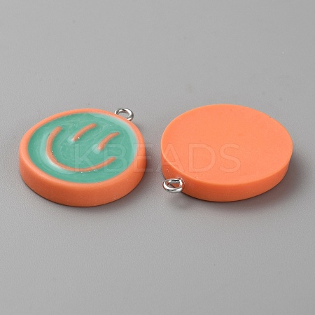 Opaque Resin Enamel Pendants RESI-WH0036-20D-1
