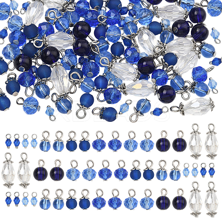 120Pcs 8 Style Glass & Acrylic Pendants PALLOY-SW00079-1