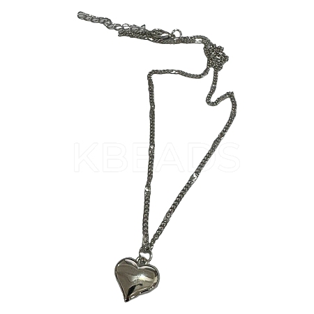 Alloy Heart Pendant Figaro Chain Necklaces for Women WG28BBE-02-1