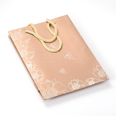 Rectangle Flower and Butterfly Pattern Cardboard Paper Bags CARB-O001-B-01-1