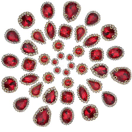 100Pcs 10 Style Flower/Horse Eye/Teardrop Sew on Rhinestone RGLA-GF0001-14B-1