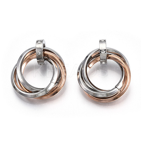 Ion Plating(IP) 201 Stainless Steel Interlocking Ring Pendants LS-STAS-N099-01RG-1