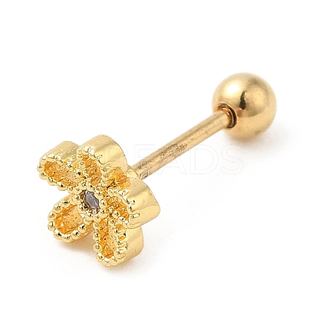Brass Micro Pave Clear Cubic Zirconia Stud Earrings EJEW-L265-02G-1