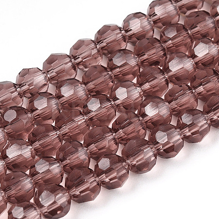 Faceted(32 Facets) Round Glass Beads Strands X-EGLA-J042-4mm-06-1