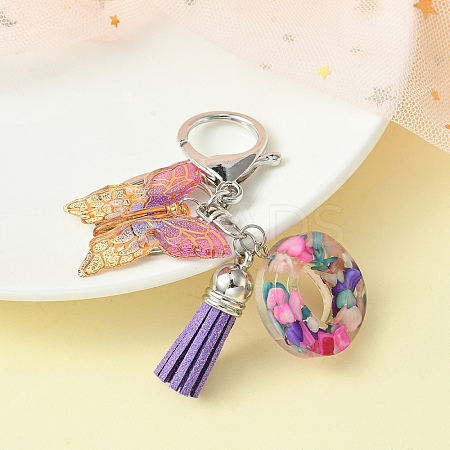 Resin Letter & Acrylic Butterfly Charms Keychain KEYC-YW00001-15-1