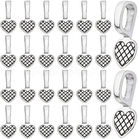 100Pcs Tibetan Style Alloy Heart Glue-on Flat Pad Pendant Bails FIND-SP0001-85-1