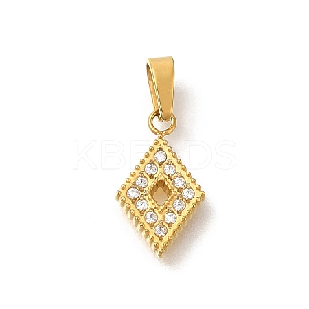 Ion Plating(IP) 304 Stainless Steel Micro Pave Cubic Zirconia Pendants STAS-H228-04G-06-1