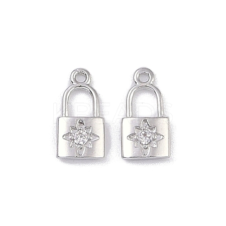Brass Micro Pave Clear Cubic Zirconia Pendants KK-K351-36P-1