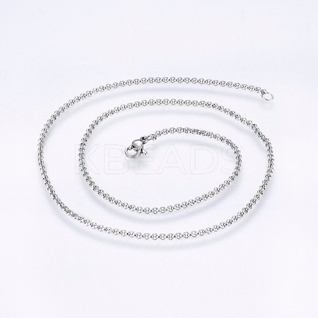 Non-Tarnish 304 Stainless Steel Rolo Chain Necklaces NJEW-F221-04P-1
