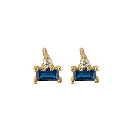 Geometric S925 Silver Zircon Rectangle Stud Earrings SC5320-4-1