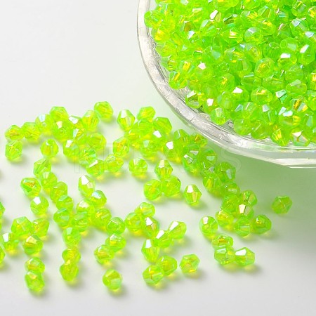 Bicone AB Color Plated Eco-Friendly Transparent Acrylic Beads LS-TACR-A003-6mm-35-1
