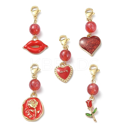 Valentine's Day Alloy Enamel Pendants Decoratios HJEW-JM01161-1