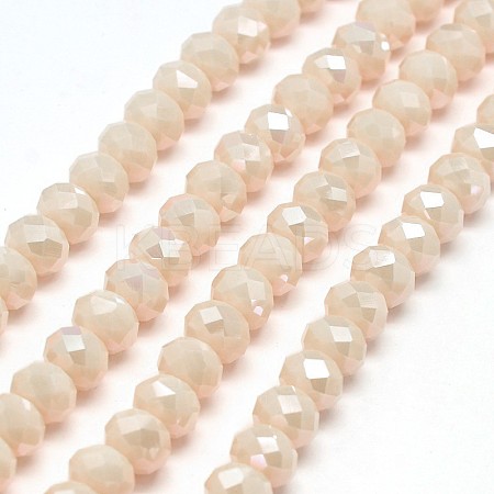 1 Strand Electroplate Opaque Solid Color Crystal Glass Rondelle Beads Strands X-EGLA-F047A-13AB-1