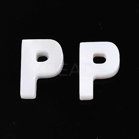 Natural Freshwater Shell Letter Charms BSHE-ZX007-02P-1