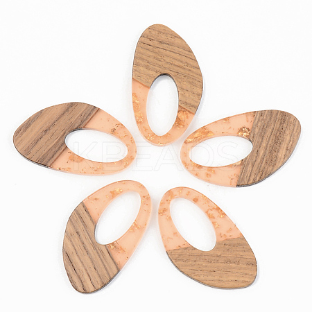 Transparent Resin & Walnut Wood Pendants RESI-S389-002A-B04-1