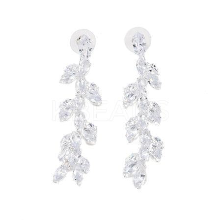Brass Micro Pave Cubic Zirconia Stud Earrings EJEW-B046-16P-1