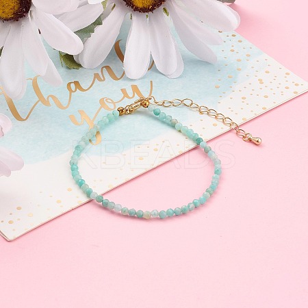 Faceted Natural Amazonite Beaded Bracelets for Women BJEW-JB05928-04-1