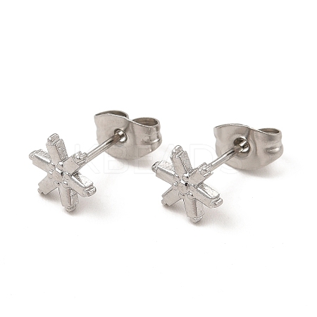 Non-Tarnish 304 Stainless Steel Snowflake Stud Earrings for Women LS-EJEW-I281-34P-1