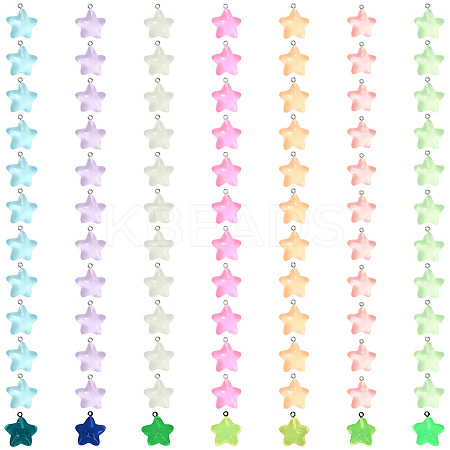 84Pcs 7 Colors Luminous Transparent Resin Pendants RESI-SZ0003-26-1