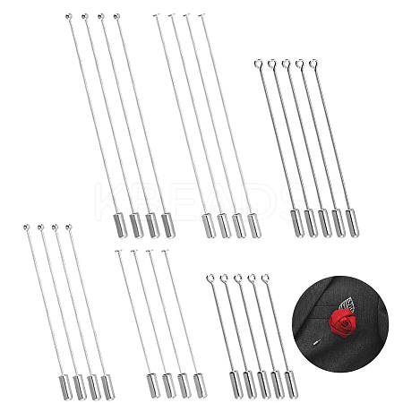 30Pcs 6 Styles Stainless Steel Flat Head Brooch Findings and Brass Ball Head Pins Brooch Findings with Plug FIND-GA0007-42-1