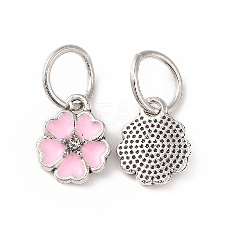 Enamel Style Flower Alloy Rhinestone Charms ENAM-S085-07-1
