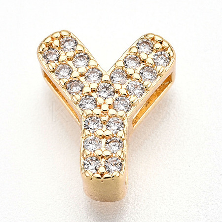 Brass Micro Pave Cubic Zirconia Charms KK-N254-217G-Y-1