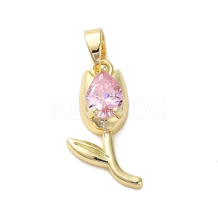 Brass Micro Pave Cubic Zirconia Pendants KK-E105-01G-03-1