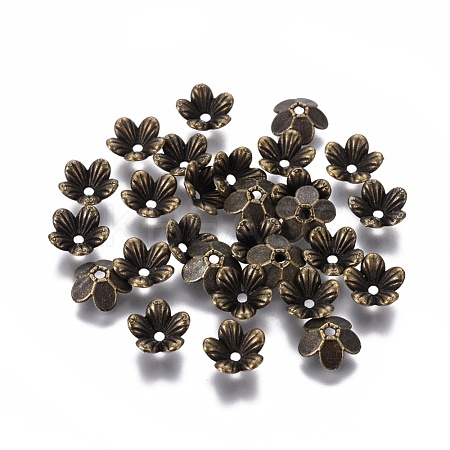 Tibetan Style Flower Alloy Bead Caps TIBEP-S192-AB-NR-1
