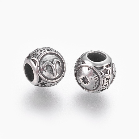 316 Surgical Stainless Steel European Beads STAS-P212-18P-07-1