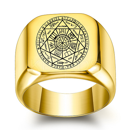 The Seven-Pointed Star Pattern 304 Stainless Steel Finger Rings FS-WGB7142-18-1