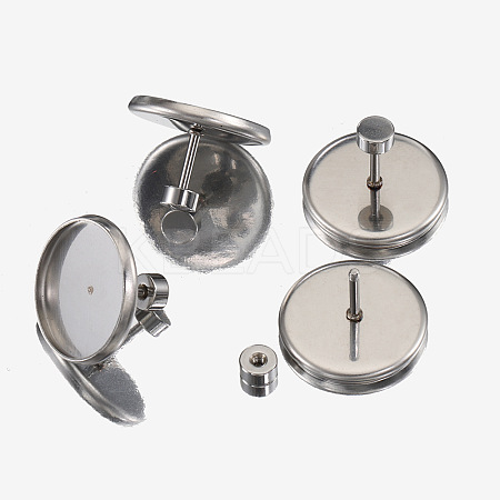 Non-Tarnish 304 Stainless Steel Studs Earrings Findings EJEW-H001-05P-02-1