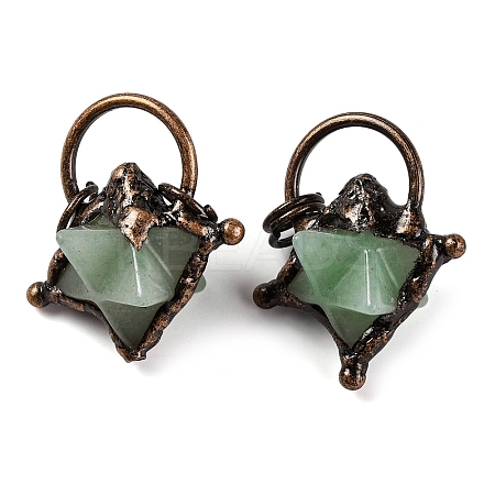 Natural Green Aventurine Merkaba Star Pendants G-C144-02R-04-1