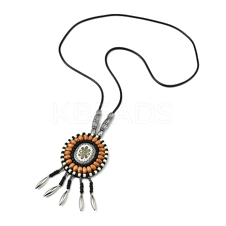 Retro Style Glass & Acrylic & CCB Beads Pendant Necklaces NJEW-Q349-02A-1