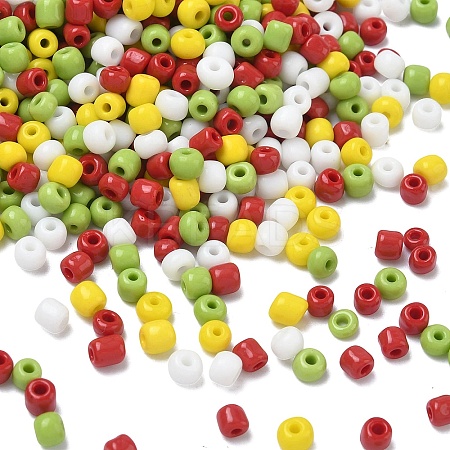 4 Colors Christmas 6/0 Glass Round Seed Beads SEED-X0058-03C-1