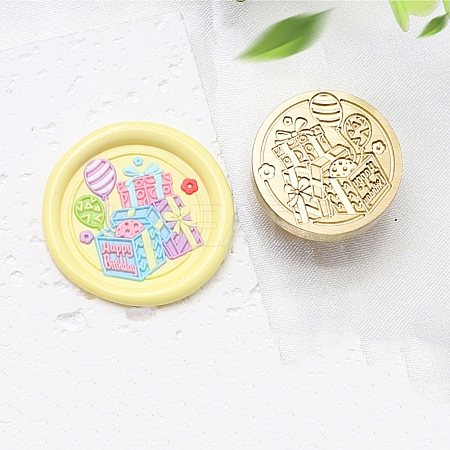 Golden Tone Wax Seal Brass Stamp Heads AJEW-U008-02G-03-1