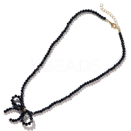 Glass Bowknot Pendant Necklace for Women WA7912-2-1