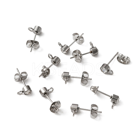 304 Stainless Steel Stud Earrings Findings STAS-WH0029-44B-P-1